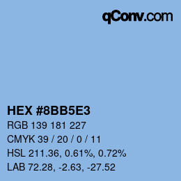 カラーコード: HEX #8BB5E3 | qconv.com