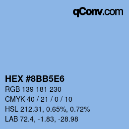 Farbcode: HEX #8BB5E6 | qconv.com