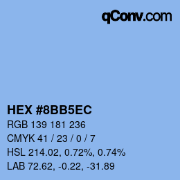 Color code: HEX #8BB5EC | qconv.com