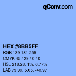 カラーコード: HEX #8BB5FF | qconv.com