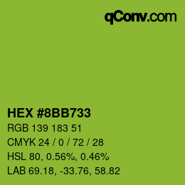 Color code: HEX #8BB733 | qconv.com