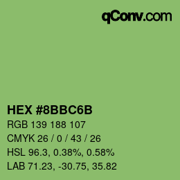 Color code: HEX #8BBC6B | qconv.com