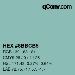 Color code: HEX #8BBCB5 | qconv.com