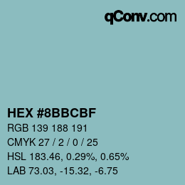 Color code: HEX #8BBCBF | qconv.com