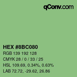 カラーコード: HEX #8BC080 | qconv.com