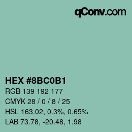 颜色代码: HEX #8BC0B1 | qconv.com