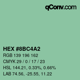 カラーコード: HEX #8BC4A2 | qconv.com