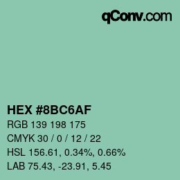 Farbcode: HEX #8BC6AF | qconv.com