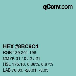 Color code: HEX #8BC9C4 | qconv.com