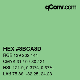 Color code: HEX #8BCA8D | qconv.com