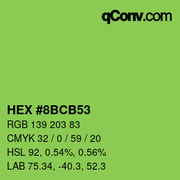Farbcode: HEX #8BCB53 | qconv.com