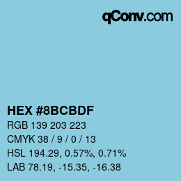 Color code: HEX #8BCBDF | qconv.com