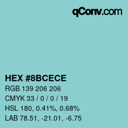 Color code: HEX #8BCECE | qconv.com