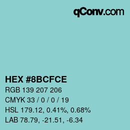 Color code: HEX #8BCFCE | qconv.com