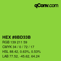 颜色代码: HEX #8BD33B | qconv.com