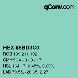 Color code: HEX #8BD3C0 | qconv.com