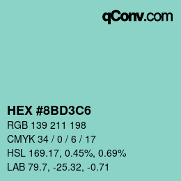 Color code: HEX #8BD3C6 | qconv.com
