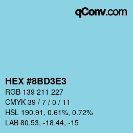 カラーコード: HEX #8BD3E3 | qconv.com
