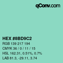 Color code: HEX #8BD9C2 | qconv.com