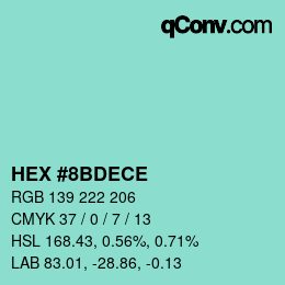 Color code: HEX #8BDECE | qconv.com