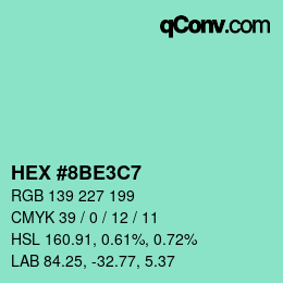 Color code: HEX #8BE3C7 | qconv.com