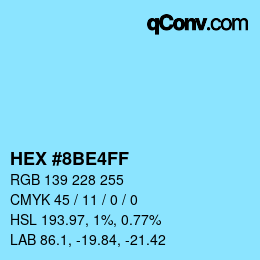 Color code: HEX #8BE4FF | qconv.com