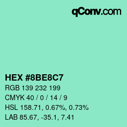 Color code: HEX #8BE8C7 | qconv.com