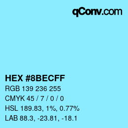 Color code: HEX #8BECFF | qconv.com