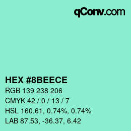 Color code: HEX #8BEECE | qconv.com