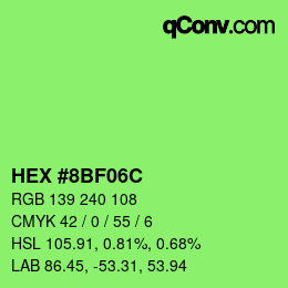 Color code: HEX #8BF06C | qconv.com