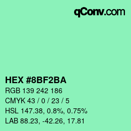 カラーコード: HEX #8BF2BA | qconv.com