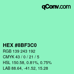 Color code: HEX #8BF3C0 | qconv.com