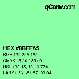 Color code: HEX #8BFFA5 | qconv.com