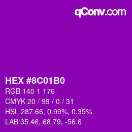 Color code: HEX #8C01B0 | qconv.com