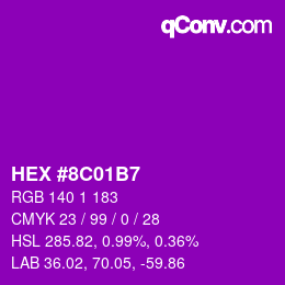 颜色代码: HEX #8C01B7 | qconv.com