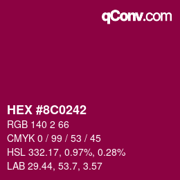 Farbcode: HEX #8C0242 | qconv.com