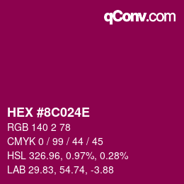 Color code: HEX #8C024E | qconv.com