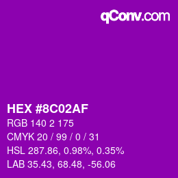 Color code: HEX #8C02AF | qconv.com