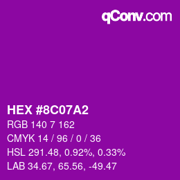 Color code: HEX #8C07A2 | qconv.com