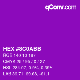 カラーコード: HEX #8C0ABB | qconv.com