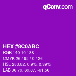 Color code: HEX #8C0ABC | qconv.com