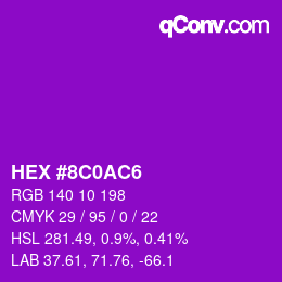 Color code: HEX #8C0AC6 | qconv.com