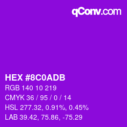Farbcode: HEX #8C0ADB | qconv.com