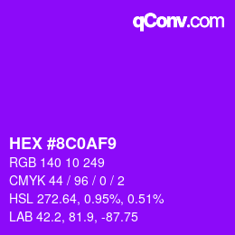 Color code: HEX #8C0AF9 | qconv.com