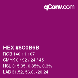 Color code: HEX #8C0B6B | qconv.com
