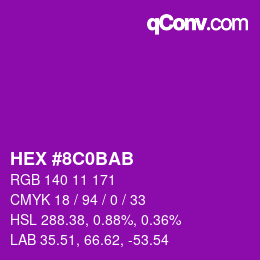 Farbcode: HEX #8C0BAB | qconv.com