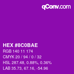 Color code: HEX #8C0BAE | qconv.com