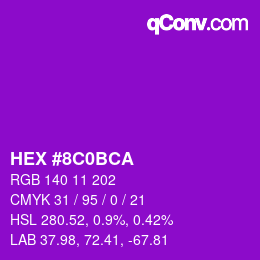 Color code: HEX #8C0BCA | qconv.com