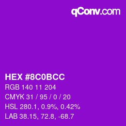 Color code: HEX #8C0BCC | qconv.com