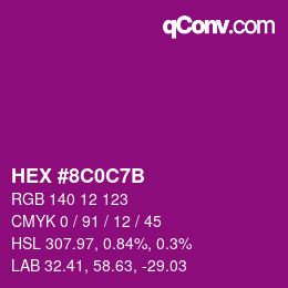 カラーコード: HEX #8C0C7B | qconv.com